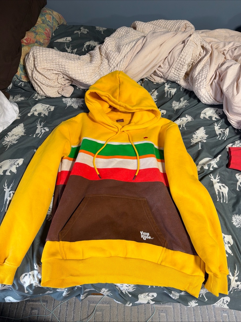 Burger King You Rule Yellow Multicolor Striped Burger Hoodie